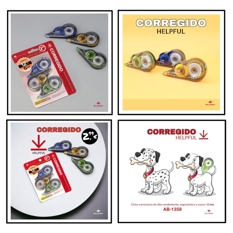 CINTA CORRECTORA CORREGIDO PACK 3 UDS. 12 MTS. 19 x 13,9 cm. CINTA CORRECTORA CORREGIDO PACK 3 UDS. 12 MTS. 19 x 13,9 cm.