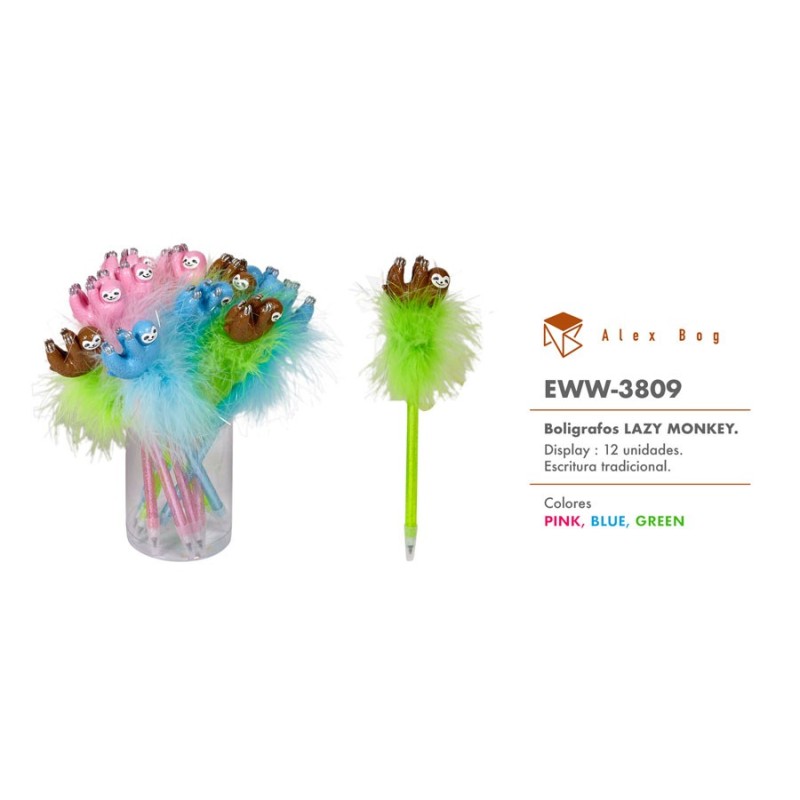 EXP. 12 BOLIS PLUMAS PEREZOSO ,3 COLORES 20 x 1 cm EXP. 12 BOLIS PLUMAS PEREZOSO ,3 COLORES 20 x 1 cm