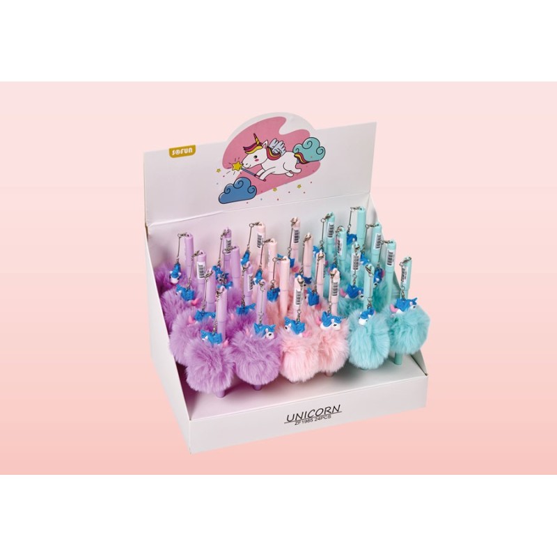 EXP.24 BOLIS GEL POM POM UNICORNIO SURTIDOS Exp: 30 x 26,5 x 18,5 cm Und: 17,5 cm EXP.24 BOLIS GEL POM POM UNICORNIO SURTIDOS Exp: 30 x 26,5 x 18,5 cm Und: 17,5 cm