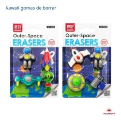 SET GOMAS SURTIDAS SPACE,2 MODELOS Exp: 30 x 20 x 7 cm. Unid. 14,5 x 9,5 x 2 cm.