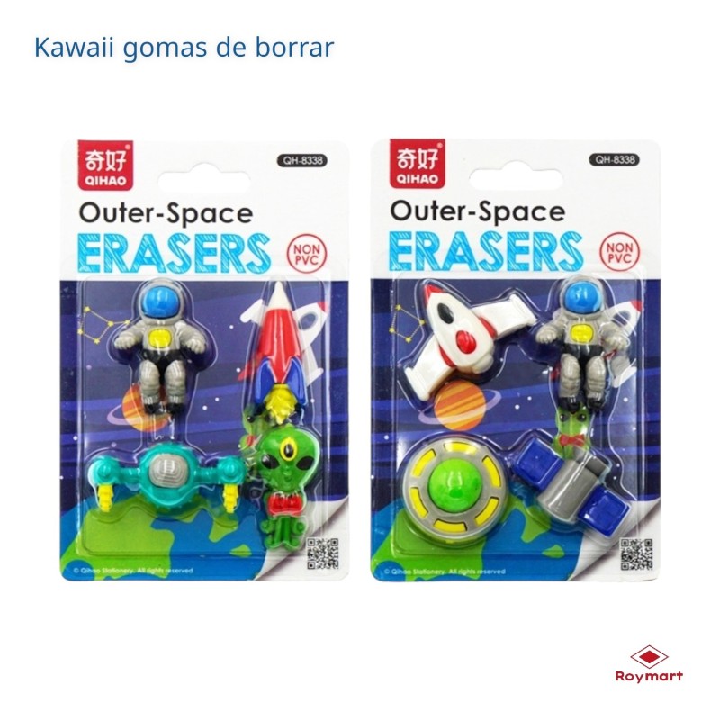 SET GOMAS SURTIDAS SPACE,2 MODELOS Exp: 30 x 20 x 7 cm. Unid. 14,5 x 9,5 x 2 cm. SET GOMAS SURTIDAS SPACE,2 MODELOS Exp: 30 x 20 x 7 cm. Unid. 14,5 x 9,5 x 2 cm.