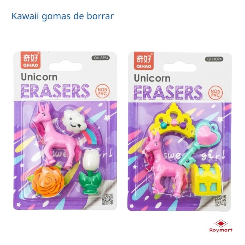 SET GOMAS SURTIDAS UNICORNIOS,2 MODELOS Exp: 30 x 20 x 7 cm. Unid. 14,5 x 9,5 x 2 cm. SET GOMAS SURTIDAS UNICORNIOS,2 MODELOS Exp: 30 x 20 x 7 cm. Unid. 14,5 x 9,5 x 2 cm.