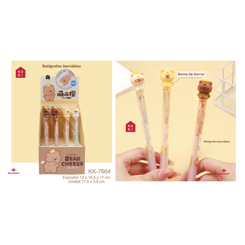 EXP.24 BOLIS TINTA BORRABLE BEAR CHEESE Exp. 16,5 X 11,5 X 28 cm. Unid.17,5 x 2,5 x 2 cm. EXP.24 BOLIS TINTA BORRABLE BEAR CHEESE Exp. 16,5 X 11,5 X 28 cm. Unid.17,5 x 2,5 x 2 cm.