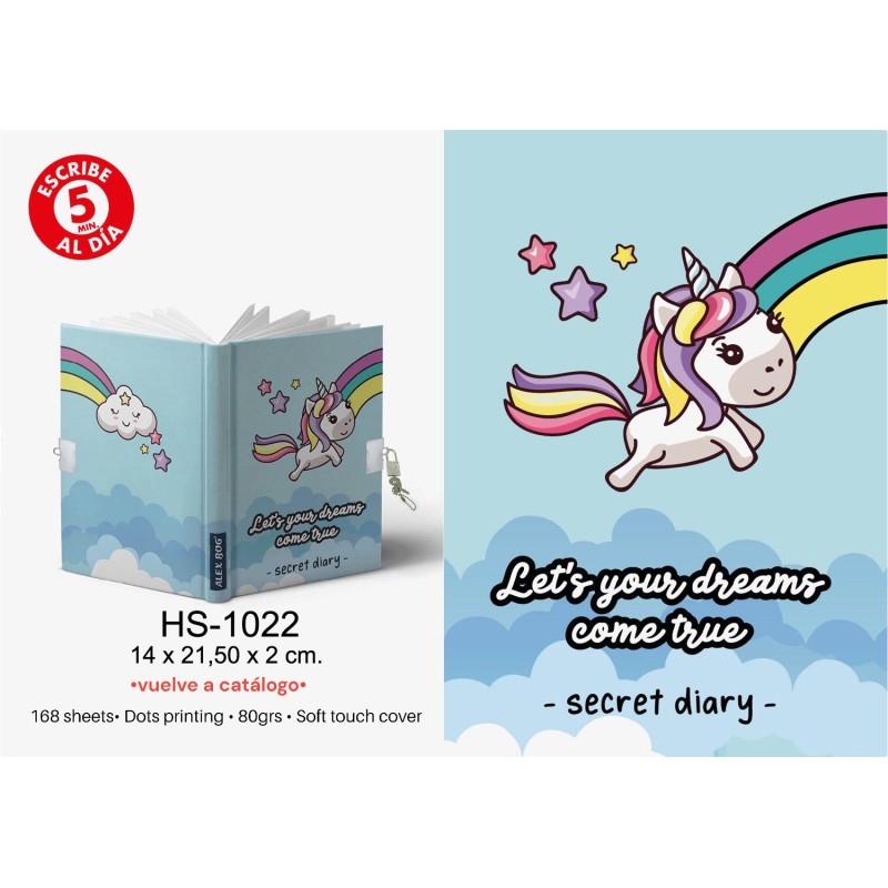 DIARIO A5 168H.C/CANDADO LET IS YOUR DREAMS 14 x 21,50 x 2 cm. DIARIO A5 168H.C/CANDADO LET IS YOUR DREAMS 14 x 21,50 x 2 cm.