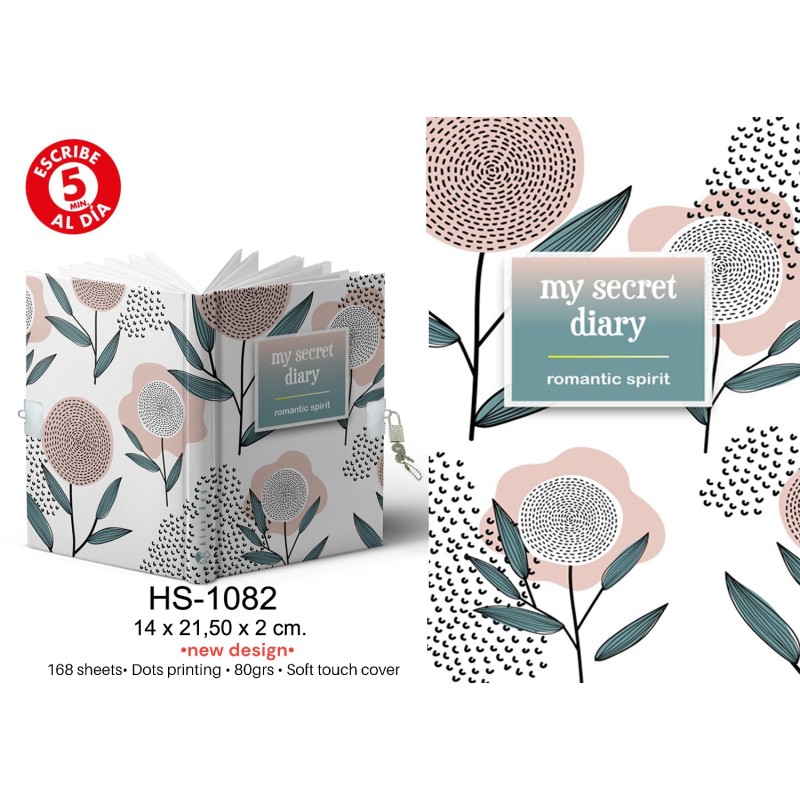 DIARIO A5 168H.C/CANDADO ROMANTIC SPIRIT 14 x 21,50 x 2 cm. DIARIO A5 168H.C/CANDADO ROMANTIC SPIRIT 14 x 21,50 x 2 cm.