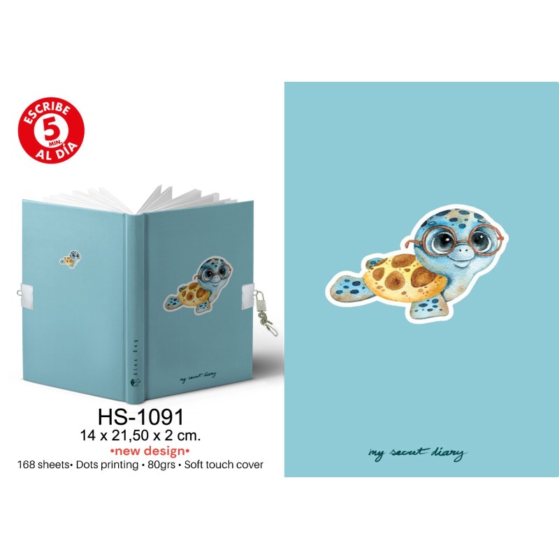DIARIO A5 168H.C/CANDADO LITTLE TURTLE 14 x 21,50 x 2 cm. DIARIO A5 168H.C/CANDADO LITTLE TURTLE 14 x 21,50 x 2 cm.