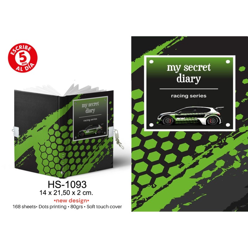 DIARIO A5 168H.C/CANDADO RACING SERIES 14 x 21,50 x 2 cm. DIARIO A5 168H.C/CANDADO RACING SERIES 14 x 21,50 x 2 cm.