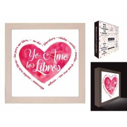 CAJA LUZ ,YO AMO LOS LIBROS 20 x 20 x 4 cm.