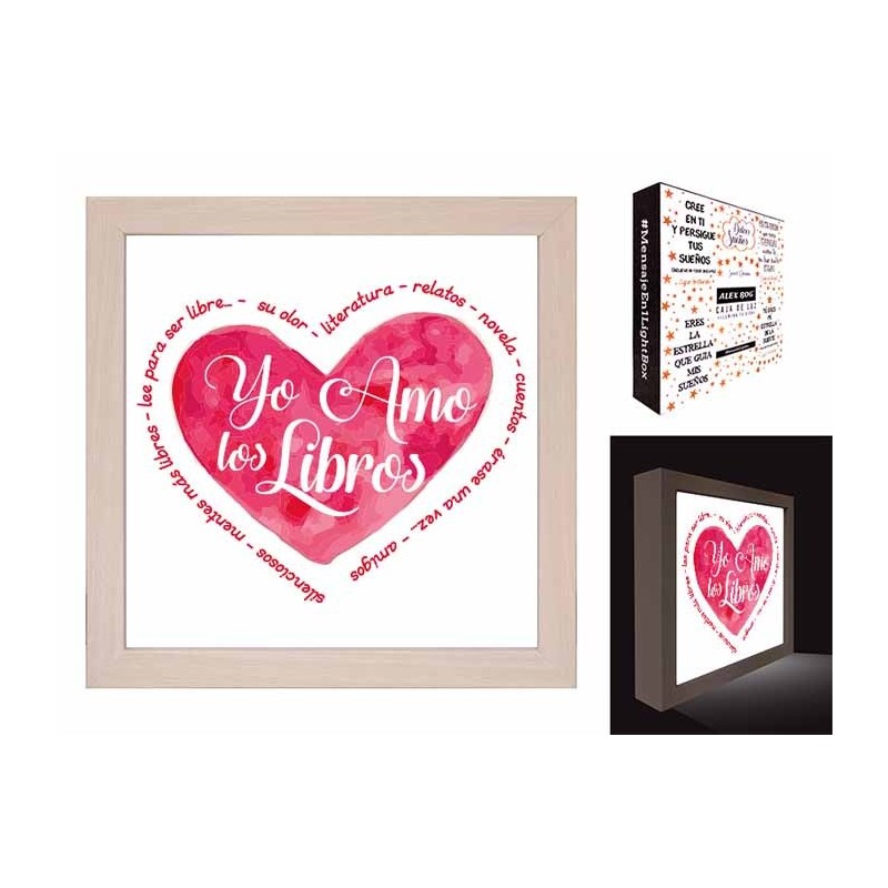 CAJA LUZ ,YO AMO LOS LIBROS 20 x 20 x 4 cm. CAJA LUZ ,YO AMO LOS LIBROS 20 x 20 x 4 cm.