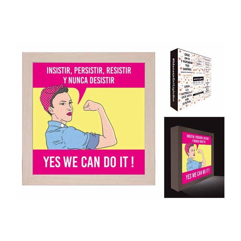 CAJA LUZ YES WE CAN DO IT 20 x 20 x 4 cm. CAJA LUZ YES WE CAN DO IT 20 x 20 x 4 cm.