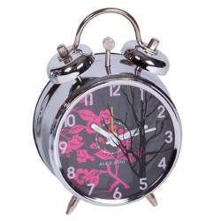 RELOJ CAMPANAS PEQ. MOD.DIAL NEGRO C/FLORES ROJAS 13 x 8,5 x 4 cm