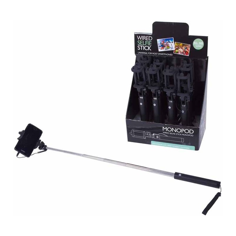 EXP.12 WIRED SELFIE CON CABLE EXP: 40 x 16 x 26 cm UND: 27 cm - 80 cm EXP.12 WIRED SELFIE CON CABLE EXP: 40 x 16 x 26 cm UND: 27 cm - 80 cm