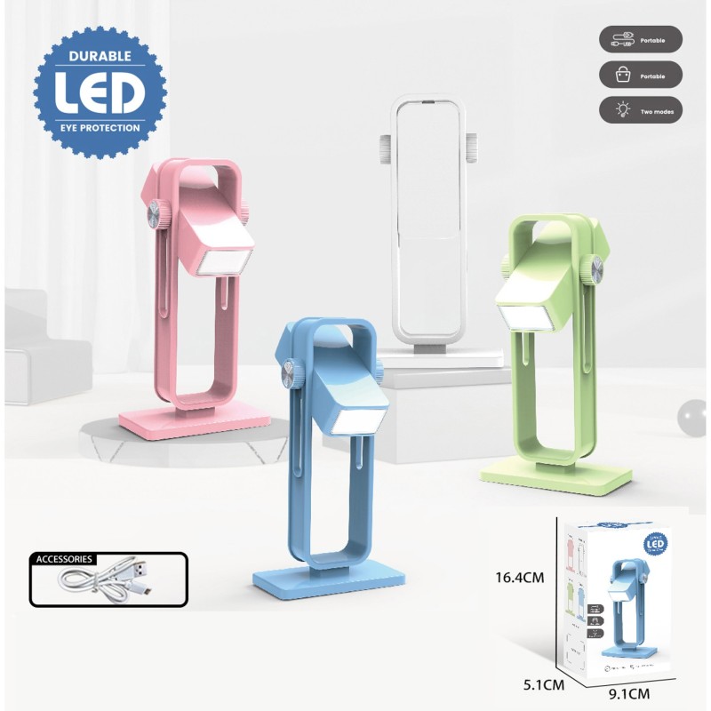 LAMPARA LED SOBREMESA MOVIBLE ,4 COLORES CARGA USB 16,4 x 5,1 x 9,1 cm.