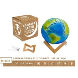 PLANETA TIERRA LIGHT 15 CMS,3 COLORES CLAP USB DIAMETRO 15 cm