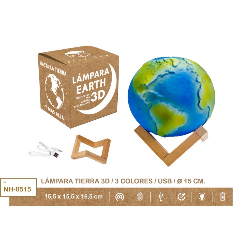 PLANETA TIERRA LIGHT 15 CMS,3 COLORES CLAP USB DIAMETRO 15 cm PLANETA TIERRA LIGHT 15 CMS,3 COLORES CLAP USB DIAMETRO 15 cm