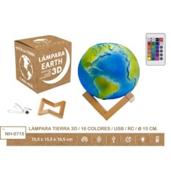 PLANETA TIERRA LIGHT 15 CMS,16 COLORES R/C USB DIAMETRO 15 cm