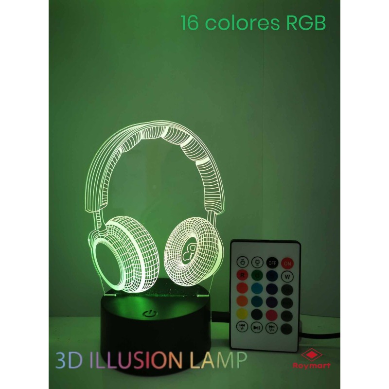 LAMPARA LED 3D NIGHTLIGHT AURICULAR CONTROL REMOTO 11 x 8,5 x 17,5 cm LAMPARA LED 3D NIGHTLIGHT AURICULAR CONTROL REMOTO 11 x 8,5 x 17,5 cm
