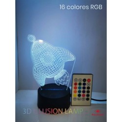 LAMPARA LED 3D NIGHT LIGHT SPACE CONTROL REMOTO 11 x 8,5 x 18 cm