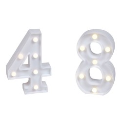 NUMEROS CON LUCES LED SURTIDAS,10 MODELOS 21,5 x 14 x 4,5 cm