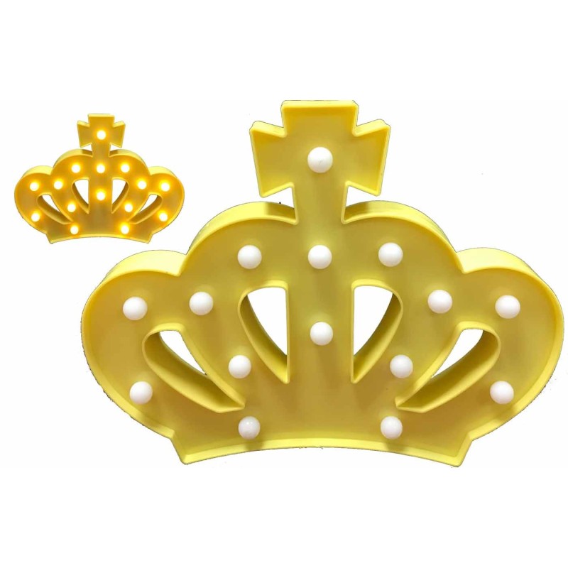 CORONA CON LUCES LED AMARILLA 10 x 10 x 18 cm. CORONA CON LUCES LED AMARILLA 10 x 10 x 18 cm.