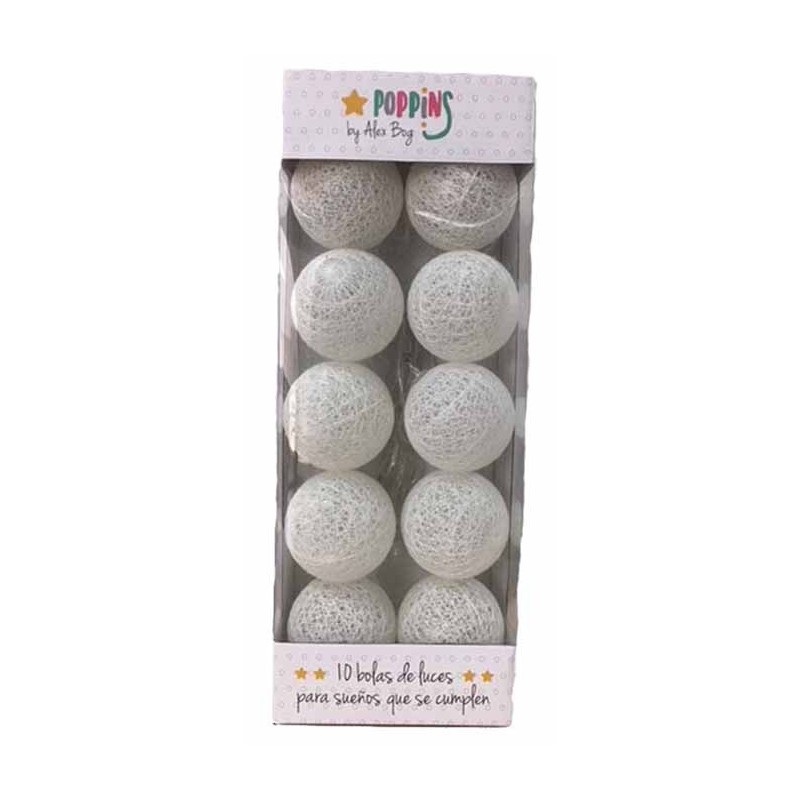 SET 10 GUIRNALDAS POPPINS BLANCAS 175 cm- 10 bolas de 6 cm x 6 cm SET 10 GUIRNALDAS POPPINS BLANCAS 175 cm- 10 bolas de 6 cm x 6 cm