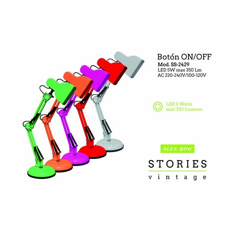 FLEXO LUZ 5W LED, MODELO CON MUELLES, 5 COLORES 15,5 x 50 cm FLEXO LUZ 5W LED, MODELO CON MUELLES, 5 COLORES 15,5 x 50 cm