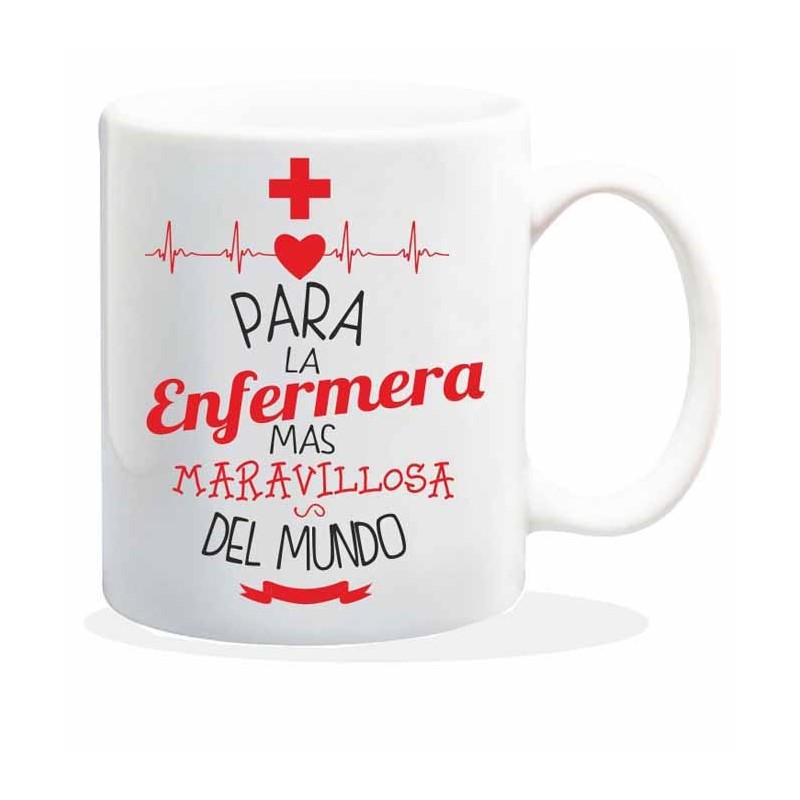 MUG CON MENSAJE PARA LA ENFERMERA 8 x 8 x 9,5 cm.