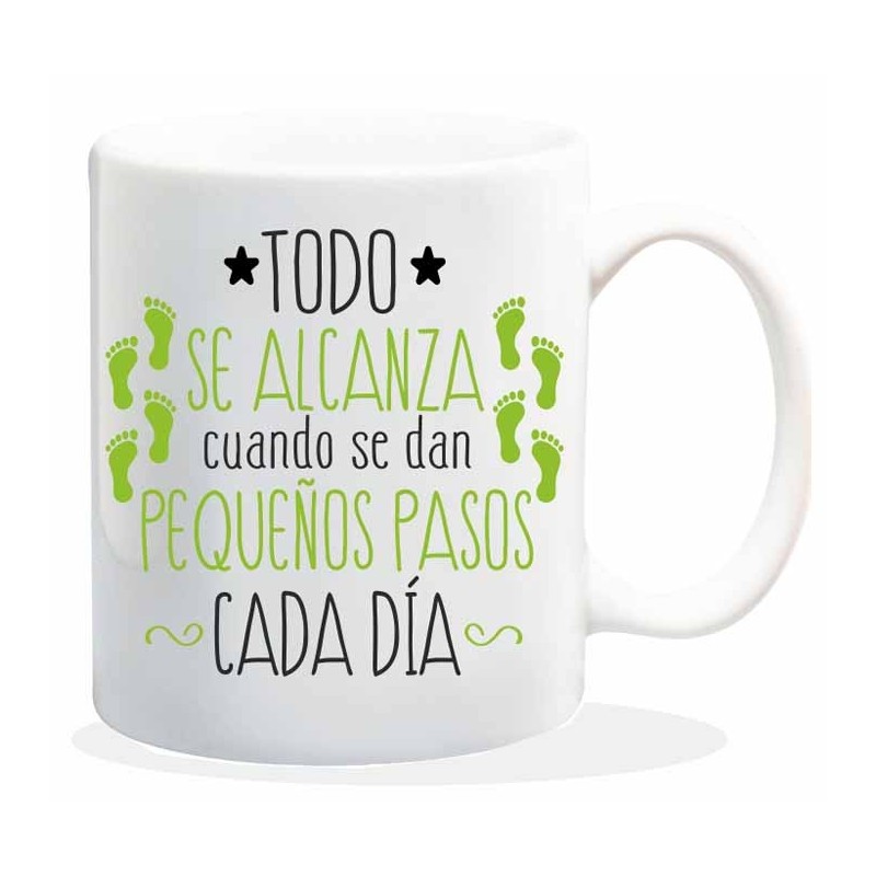 MUG CON MENSAJE TODO SE ALCANZA CUAND 8 x 8 x 9,5 cm. MUG CON MENSAJE TODO SE ALCANZA CUAND 8 x 8 x 9,5 cm.
