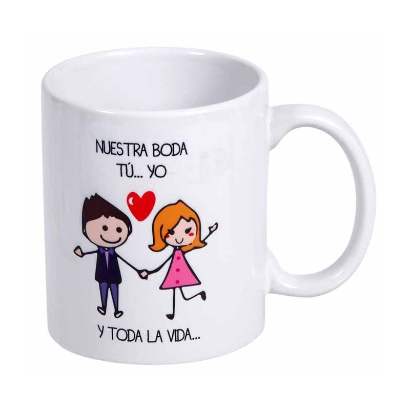 MUG CON MENSAJE NUESTRA BODA...TU..YO.. 8 x 8 x 9,5 cm. MUG CON MENSAJE NUESTRA BODA...TU..YO.. 8 x 8 x 9,5 cm.