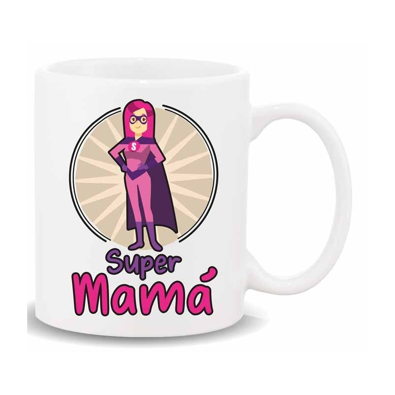 MUG CON MENSAJE ,SUPER MAMA 8 x 8 x 9,5 cm. MUG CON MENSAJE ,SUPER MAMA 8 x 8 x 9,5 cm.