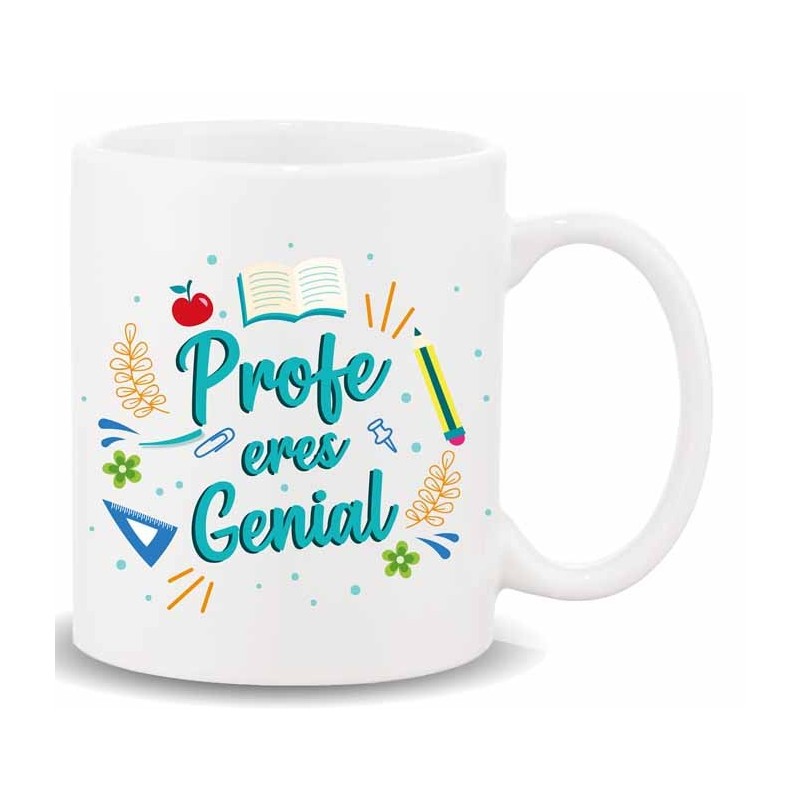MUG CON MENSAJE , PROFE ERES GENIAL 8 x 8 x 9,5 cm. MUG CON MENSAJE , PROFE ERES GENIAL 8 x 8 x 9,5 cm.