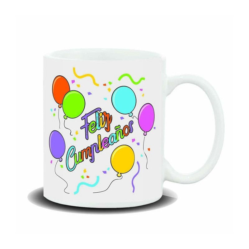 MUG CON MENSAJE FELIZ CUMPLEAÑOS 8 x 8 x 9,5 cm. MUG CON MENSAJE FELIZ CUMPLEAÑOS 8 x 8 x 9,5 cm.