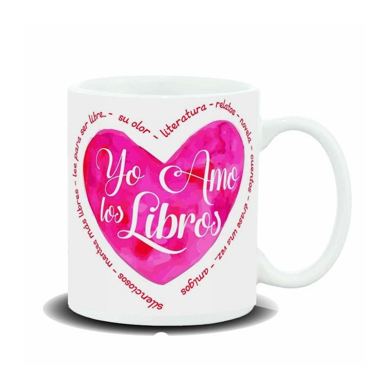 MUG CON MENSAJE AMO LOS LIBROS 8 x 8 x 9,5 cm. MUG CON MENSAJE AMO LOS LIBROS 8 x 8 x 9,5 cm.