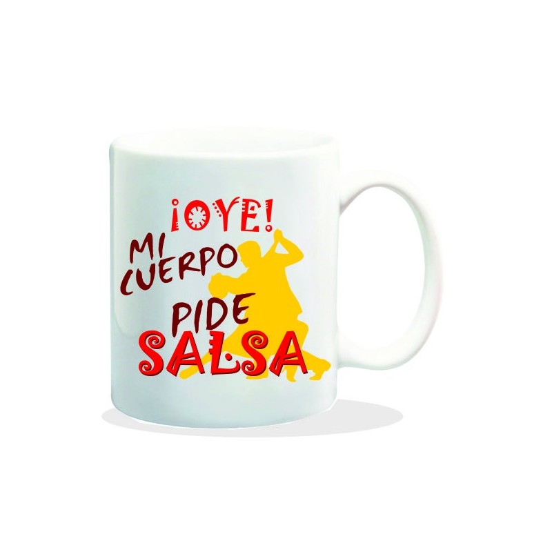 MUG CON MENSAJE OYE MI CUERPO ..... 8 x 8 x 9,5 cm.