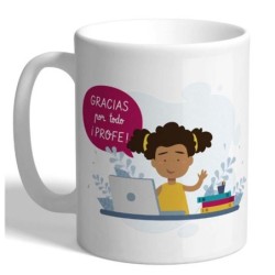 MUG CON MENSAJE ,PROFESORA ONLINE 8 x 8 x 9,5 cm.