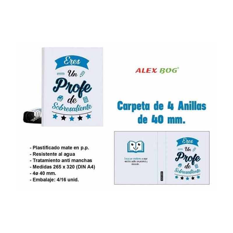 CARPETA 4 ANILLAS ,PARA UN PROFE DE SOBRESALIENTE 32 x 26 x 5 cm CARPETA 4 ANILLAS ,PARA UN PROFE DE SOBRESALIENTE 32 x 26 x 5 cm
