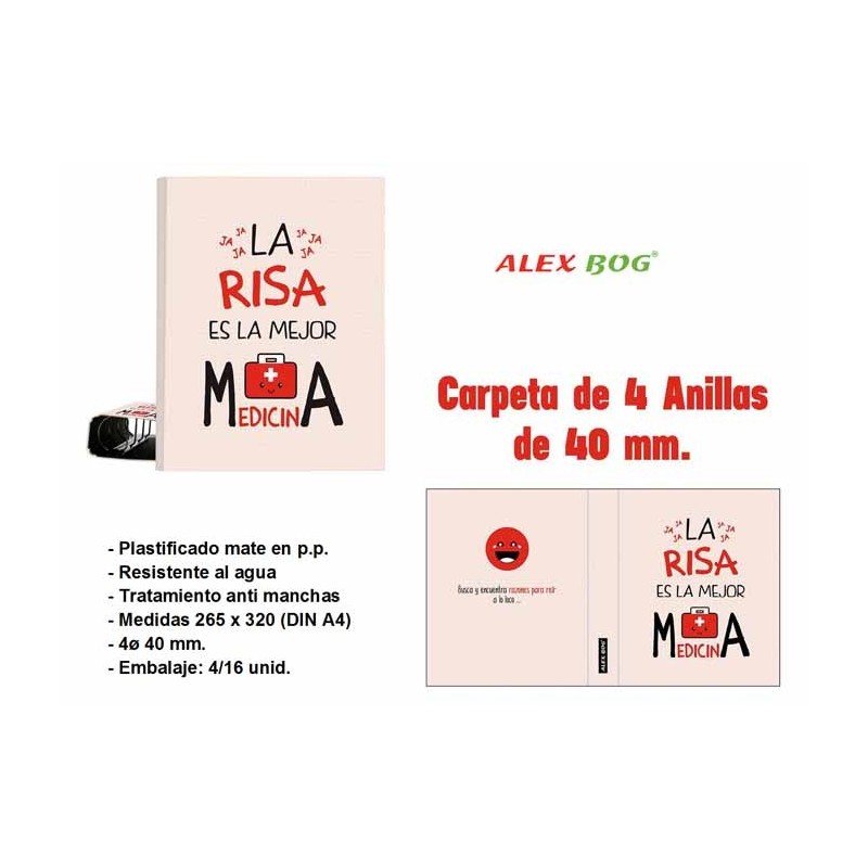 CARPETA 4 ANILLAS ,LA RISA ES LA MEJOR MEDICINA 32 x 26 x 5 cm CARPETA 4 ANILLAS ,LA RISA ES LA MEJOR MEDICINA 32 x 26 x 5 cm