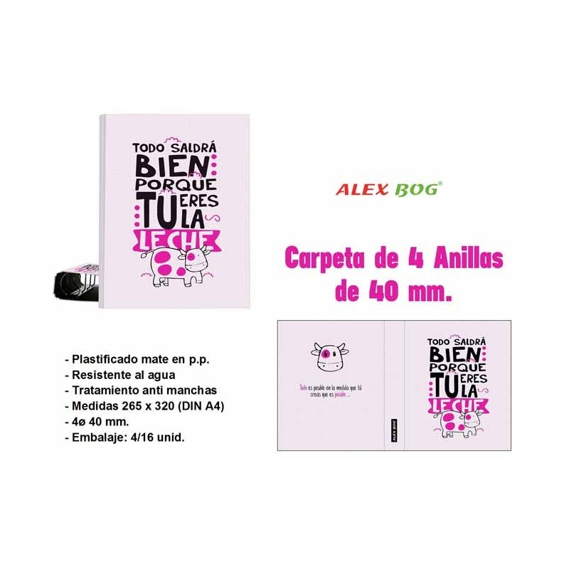 CARPETA 4 ANILLAS ,TODO SALDRA BIEN PORQUE ERES LA 32 x 26 x 5 cm CARPETA 4 ANILLAS ,TODO SALDRA BIEN PORQUE ERES LA 32 x 26 x 5 cm