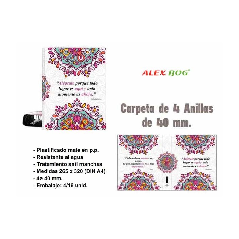 CARPETA 4 ANILLAS ,COL.MANDALA,ALEGRATE PORQUE.... 32 x 26 x 5 cm CARPETA 4 ANILLAS ,COL.MANDALA,ALEGRATE PORQUE.... 32 x 26 x 5 cm