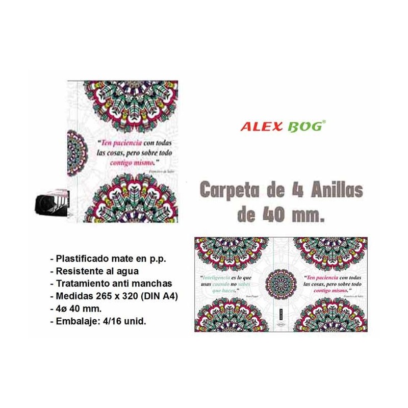 CARPETA 4 ANILLAS ,COL.MANDALA,TEN PACIENCIA CON.. 32 x 26 x 5 cm CARPETA 4 ANILLAS ,COL.MANDALA,TEN PACIENCIA CON.. 32 x 26 x 5 cm