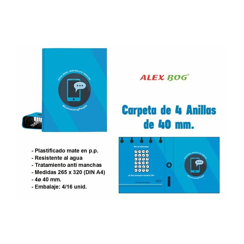 CARPETA 4 ANILLAS CONECTING PEOPLE AZUL 32 x 26 x 5 cm CARPETA 4 ANILLAS CONECTING PEOPLE AZUL 32 x 26 x 5 cm