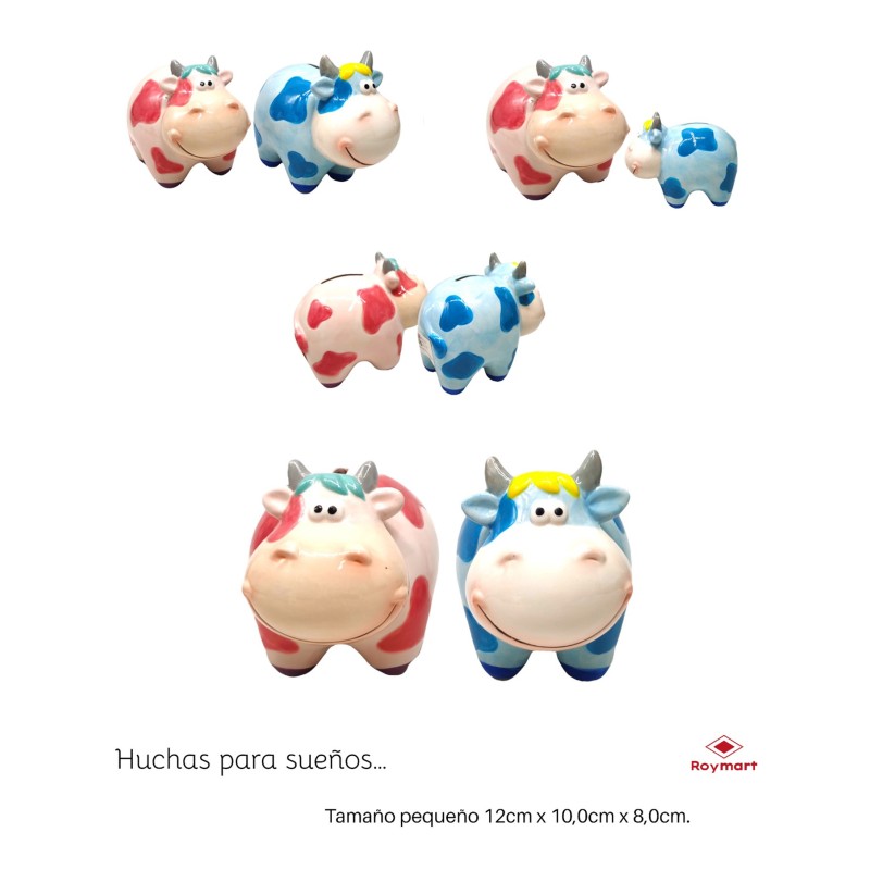 HUCHA PEQUEÑA VACA AZUL Y ROSA 12 x 8 x 10 cm. HUCHA PEQUEÑA VACA AZUL Y ROSA 12 x 8 x 10 cm.