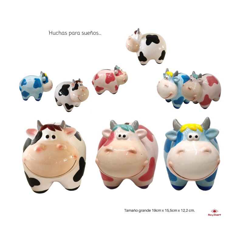 HUCHA GRANDE VACA ROSA Y AZUL 16 x 10 x 13 cm. HUCHA GRANDE VACA ROSA Y AZUL 16 x 10 x 13 cm.