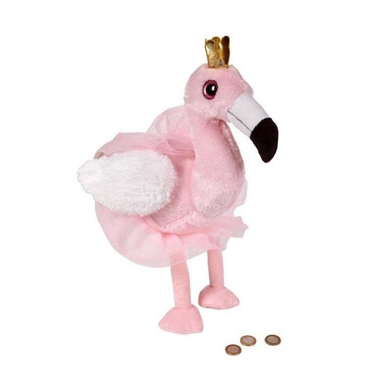 HUCHA PELUCHE FLAMENCO CON CORONA 46 x 22 x 30 cm. HUCHA PELUCHE FLAMENCO CON CORONA 46 x 22 x 30 cm.