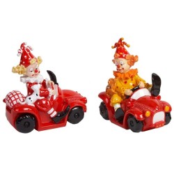 HUCHA PAYASO CERAMICA EN COCHE,2 MOD. 14 x 14 x 8 cm