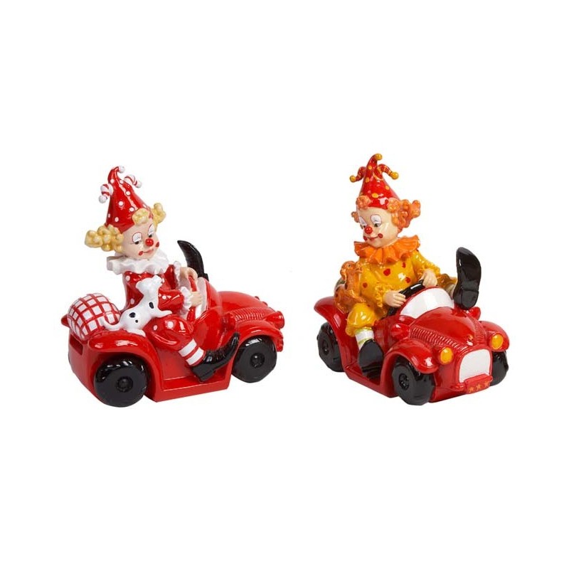 HUCHA PAYASO CERAMICA EN COCHE,2 MOD. 14 x 14 x 8 cm HUCHA PAYASO CERAMICA EN COCHE,2 MOD. 14 x 14 x 8 cm