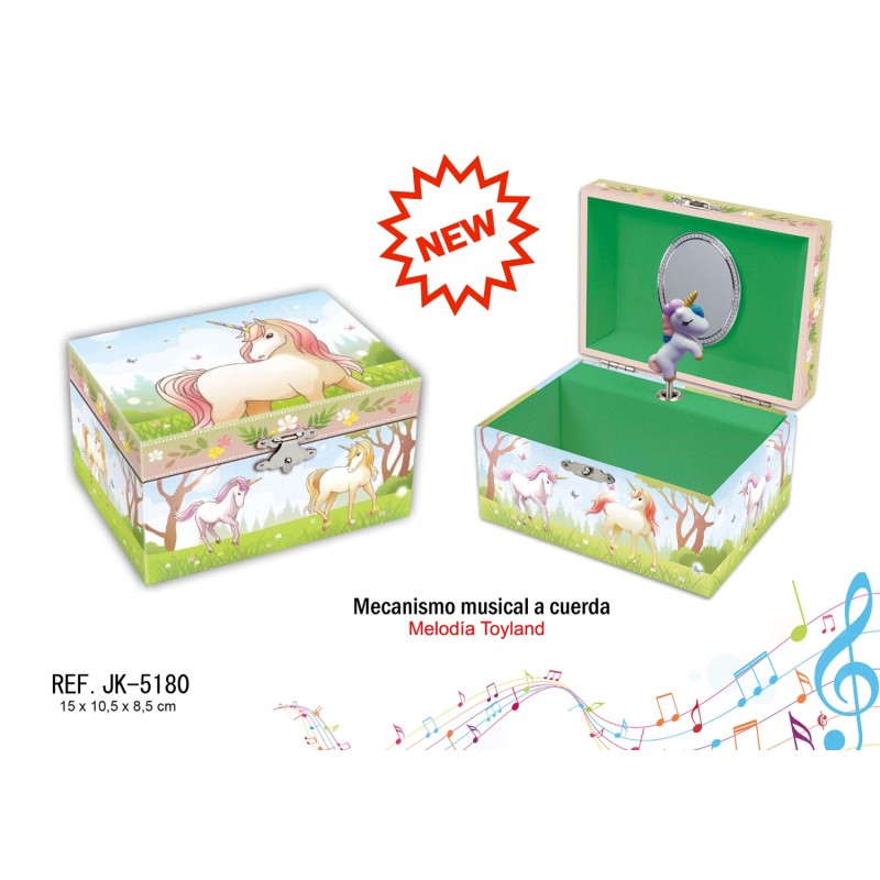 JOYERO MUSICAL PEQUEÑO COL.UNICORNIOS 15 x 10,50 x 8,50 cm. JOYERO MUSICAL PEQUEÑO COL.UNICORNIOS 15 x 10,50 x 8,50 cm.