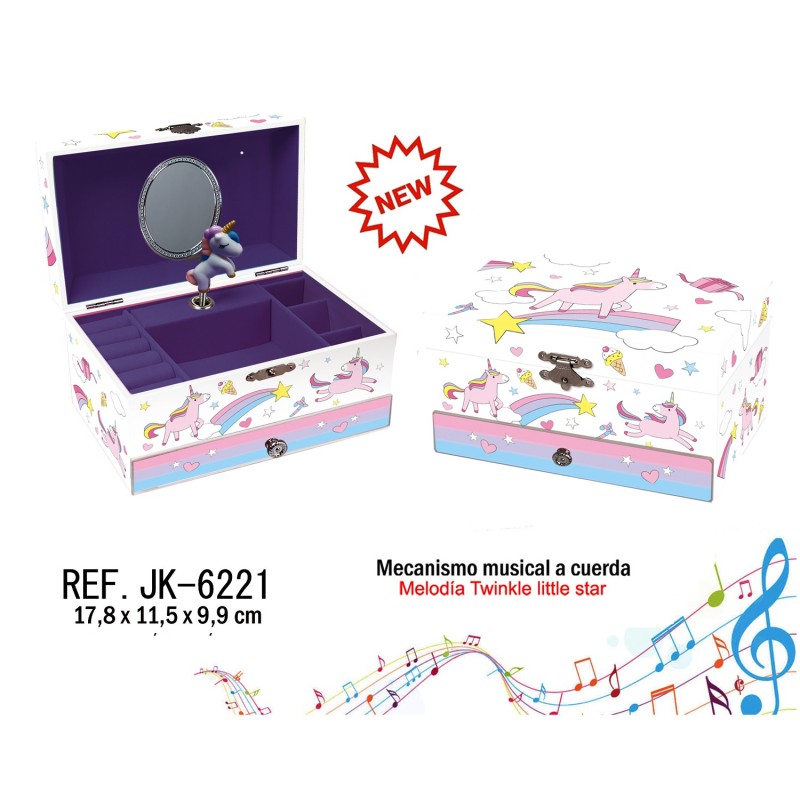 JOYERO MUSICAL MEDIANO UNICORN AND STAR 17,8 x 11,5 x 9,9 cm. JOYERO MUSICAL MEDIANO UNICORN AND STAR 17,8 x 11,5 x 9,9 cm.