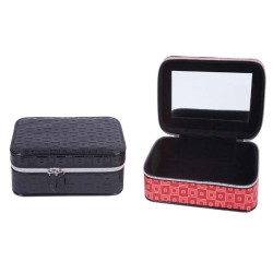 JOYERO TIPO BOMBONERA CREMALLERA ROJO Y/O NEGRO 8 x 22 x 13 cm