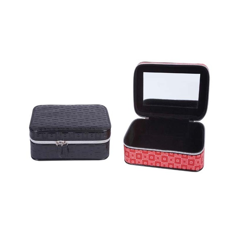 JOYERO TIPO BOMBONERA CREMALLERA ROJO Y/O NEGRO 8 x 22 x 13 cm JOYERO TIPO BOMBONERA CREMALLERA ROJO Y/O NEGRO 8 x 22 x 13 cm